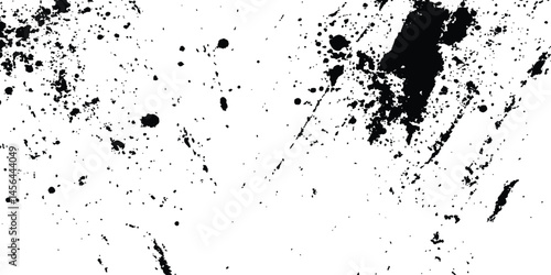 Vector grunge black and white distressed texture transparent white background. Abstract black ink splash on white background with energetic splatter and unique texture for creative and artistic design