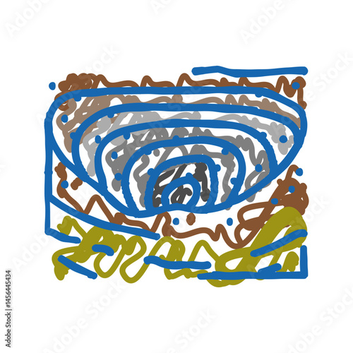 open pit mining copper production icon doodle illustration