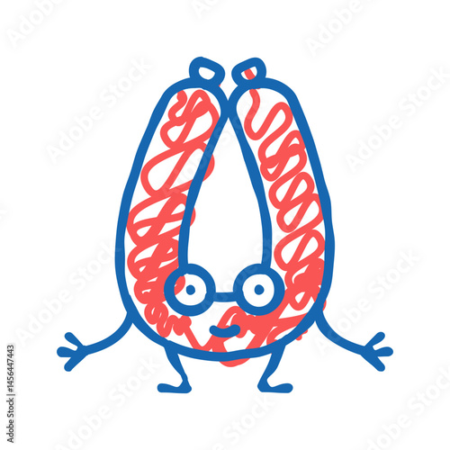 kielbasa meat character icon doodle illustration