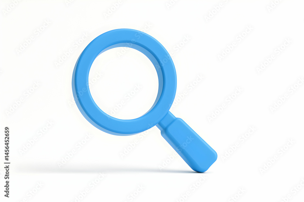 Bright blue magnifying glass on white background. Bright blue magnifying glass on white background.