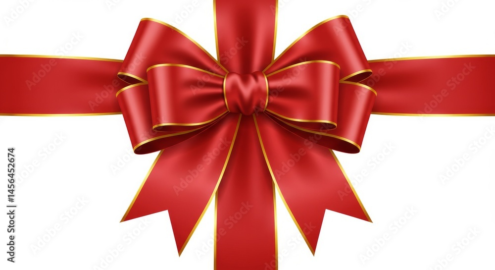 Elegant red ribbon bow with golden trim for festive occasions design Elegant red ribbon bow with golden trim for festive occasions design