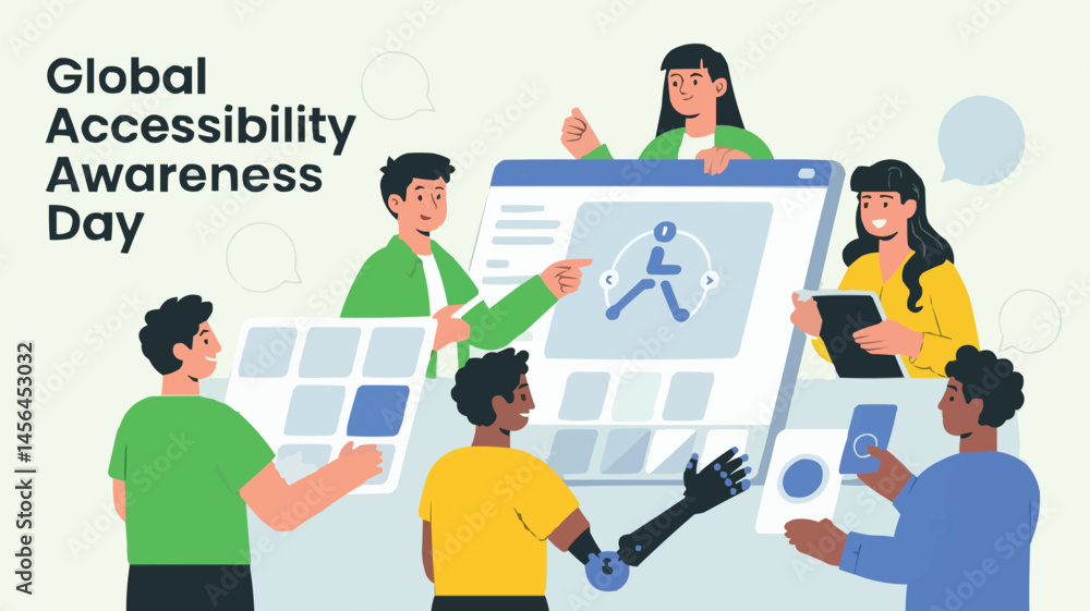 Global Accessibility Awareness Day Inclusive Design Diversity Tech Illustration Global Accessibility Awareness Day Inclusive Design Diversity Tech Illustration