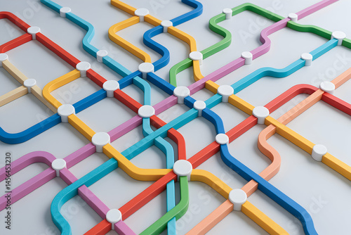Colorful abstract subway map design.