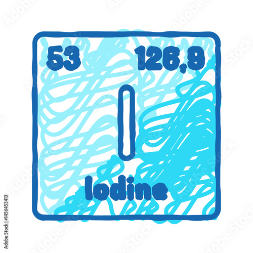 iodine chemical element icon doodle illustration