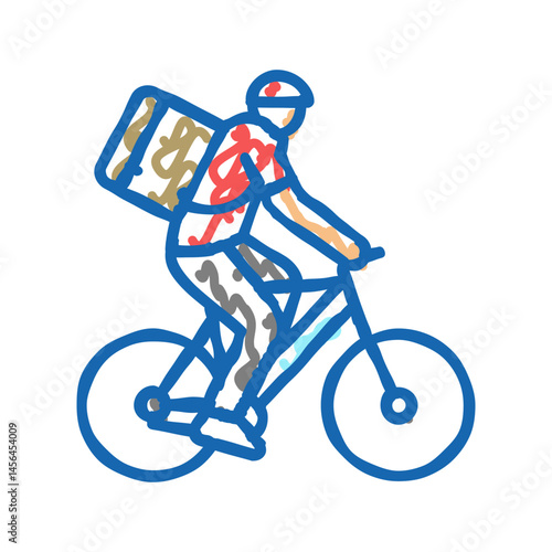 bike courier icon doodle illustration