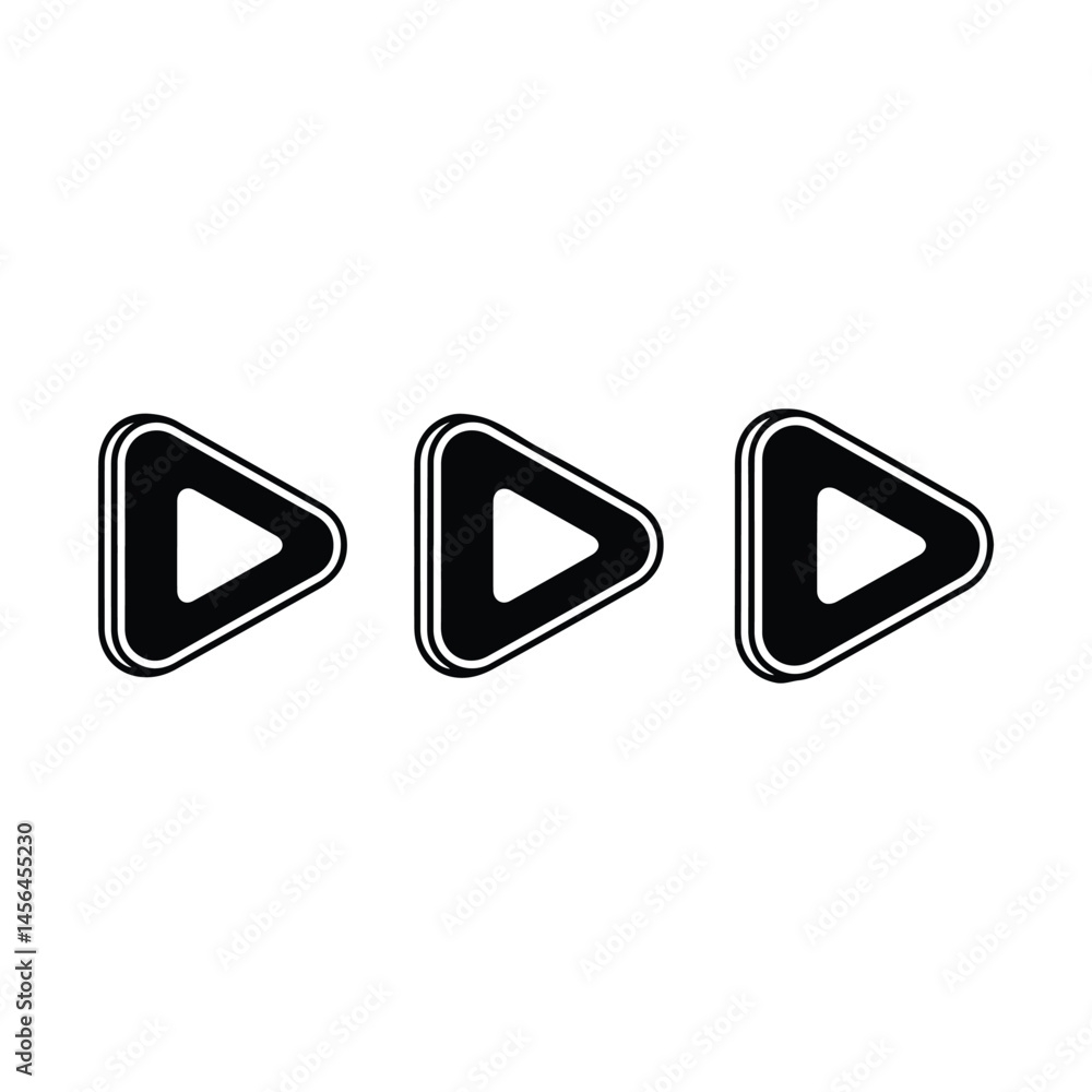 A silhouette of Play buttom vector set on a white background