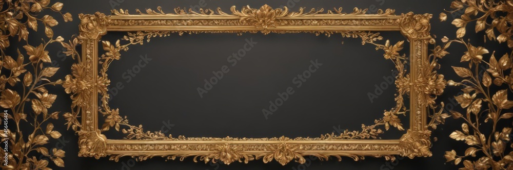 Obraz premium Intricate gold leaf frame, delicate accents, vintage style, baroque, classic, elegant