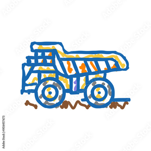 haul truck steel production icon doodle illustration
