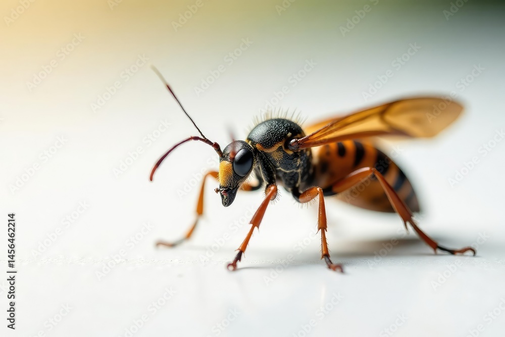 Close-up of single insect on pure white background, entomological, white, biological Close-up of single insect on pure white background, entomological, white, biological