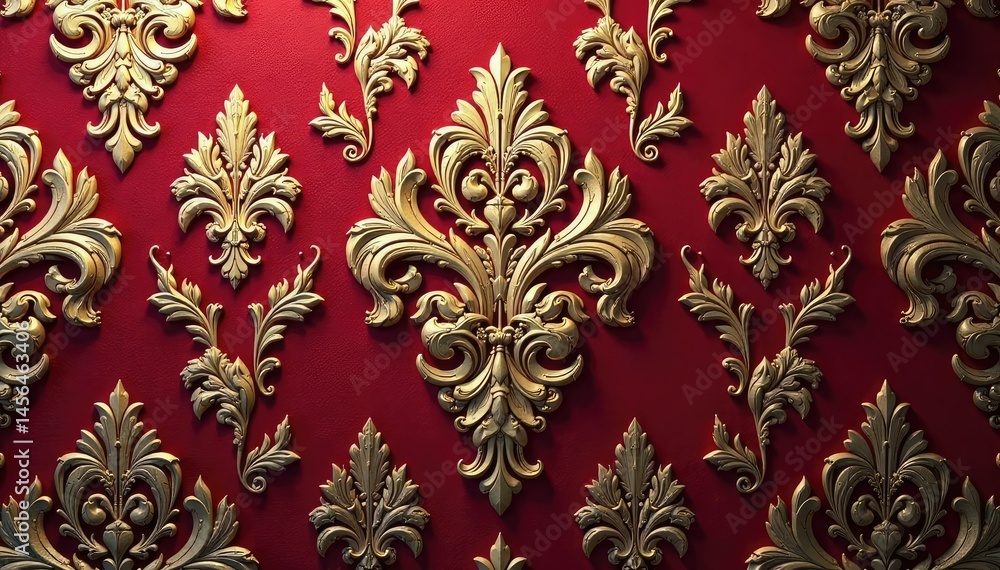Elegant damask pattern, swirling arabesque motifs on rich background, floral, traditional Elegant damask pattern, swirling arabesque motifs on rich background, floral, traditional