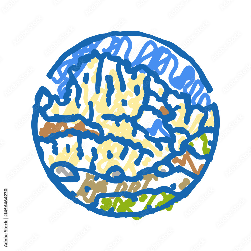 Fototapeta premium expedition mountain landscape icon doodle illustration