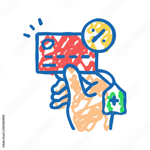 overdraft payment icon doodle illustration