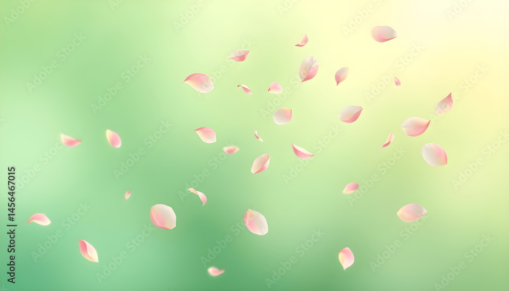 Obraz premium 떠다니는꽃잎_녹색그라데이션