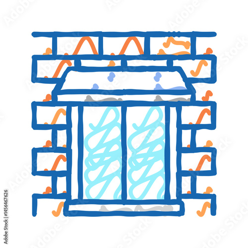 parapet wall building house icon doodle illustration