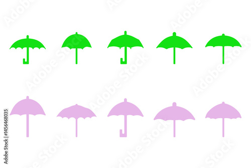 Simple Umbrella Silhouette Icon Set
