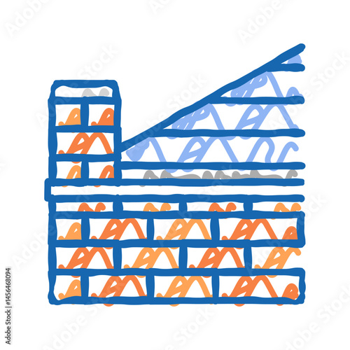 parapet building house icon doodle illustration