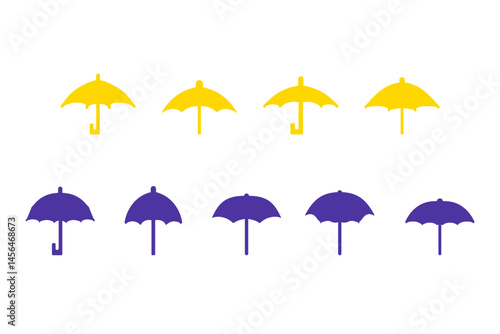 Simple Umbrella Silhouette Icon Set