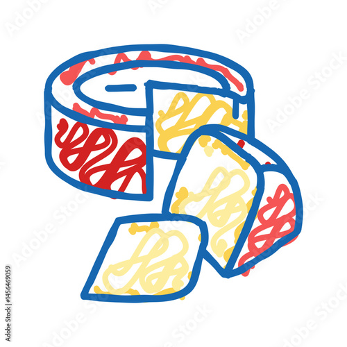 gouda cheese food slice icon doodle illustration