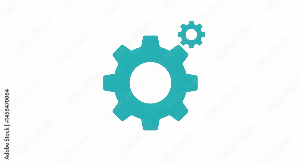 Gears Rotating Blue Mechanism Process on White Background Gears Rotating Blue Mechanism Process on White Background