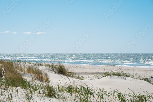 Sunny spring day by Baltic sea, Liepaja surroundings, Latvia.