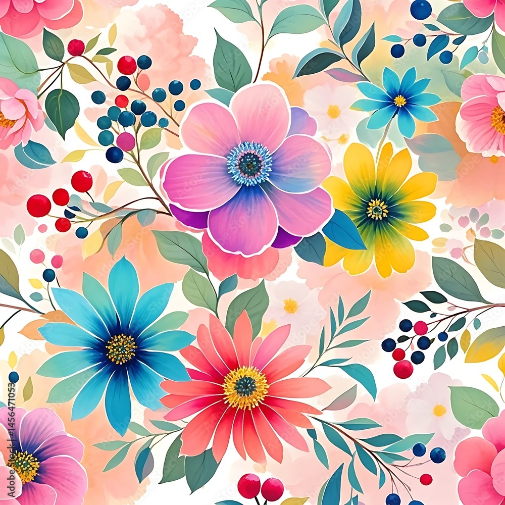 Obraz premium Watercolor floral pattern