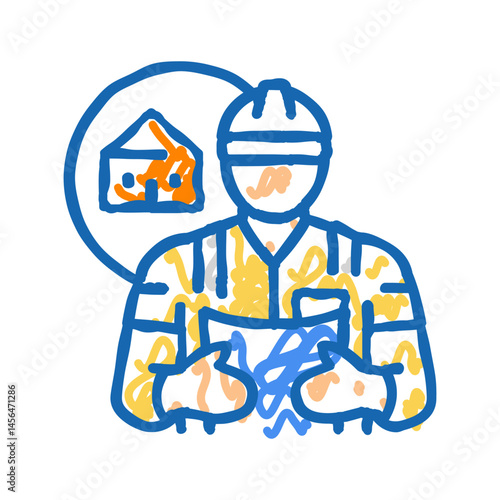 civil engineer worker icon doodle illustration
