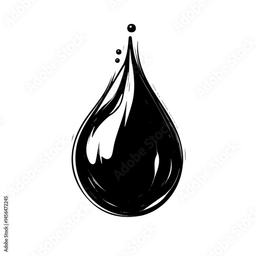Ink Drop symbol - black and white design for tattoos, logos and vectors - isolated on white
