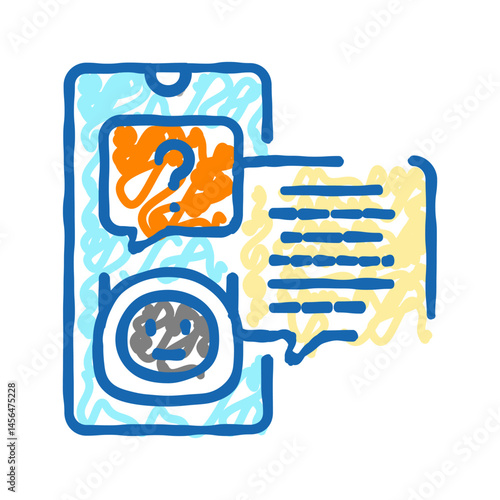 support chat bot icon doodle illustration