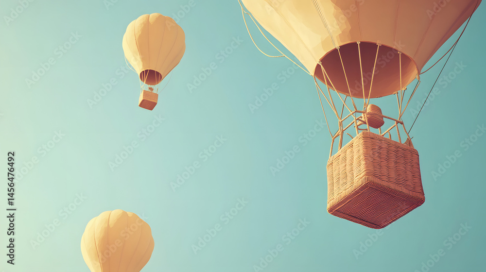 Obraz premium balloon, air, sky, hot, vector, fly, travel, illustration, hot air balloon, basket, adventure, balloons, transportation, cloud, flying, fun, design, flight, icon, transport, up, freedom, airship, colo