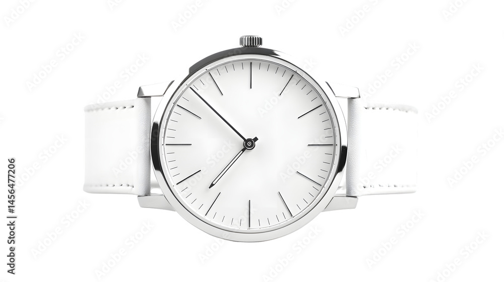 Elegant White Watch Isolated on White Background for Timekeeping Concepts Elegant White Watch Isolated on White Background for Timekeeping Concepts