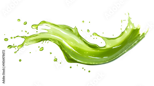 Aloe Vera Gel Splash with Aloevera Plant Isolated on White Background
