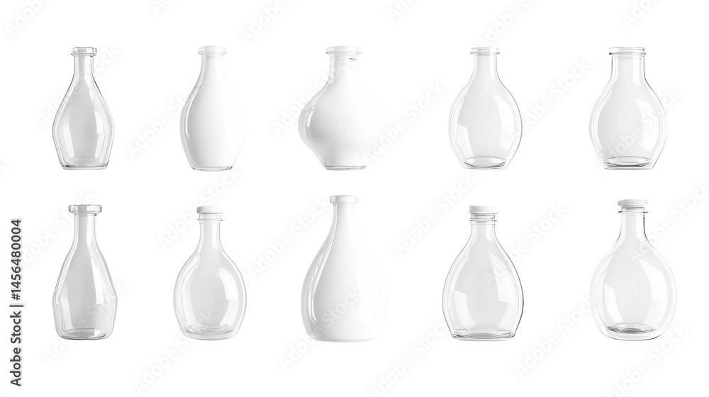 Professional Collection of Isolated Milk Bottles on White Background Professional Collection of Isolated Milk Bottles on White Background