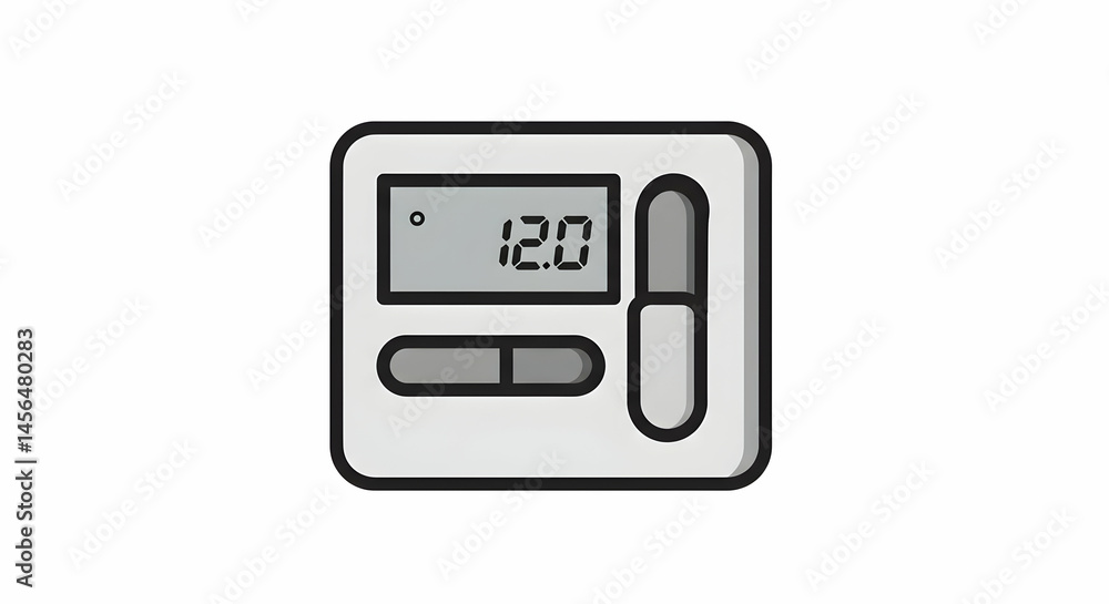 Displaying Temperature Control with Digital Thermostat Icon Displaying Temperature Control with Digital Thermostat Icon
