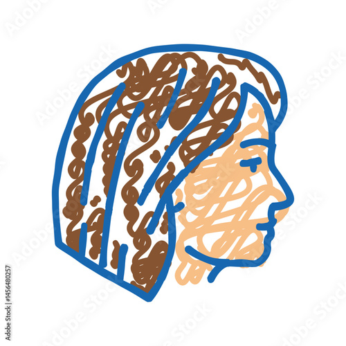 bob cut hairstyle female icon doodle illustration