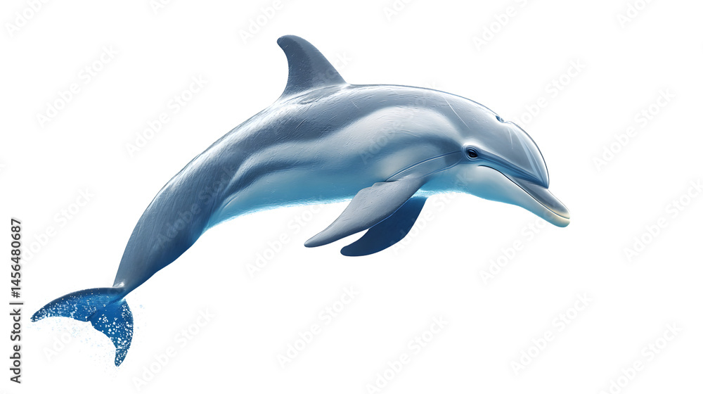 Fototapeta premium Dynamic Dolphin Jumping on White Background