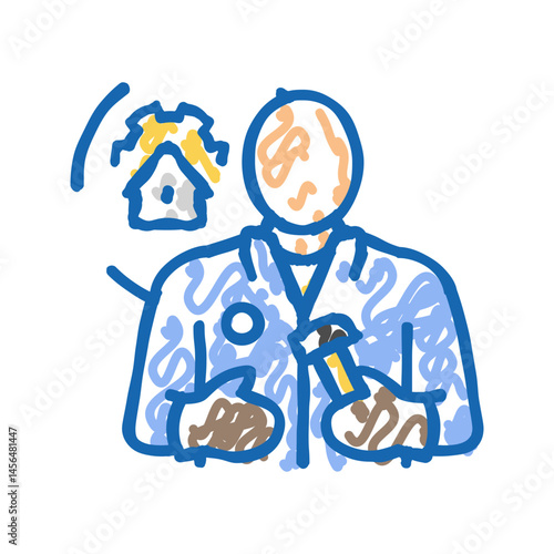 apartment maintenance technician repair worker icon doodle illustration