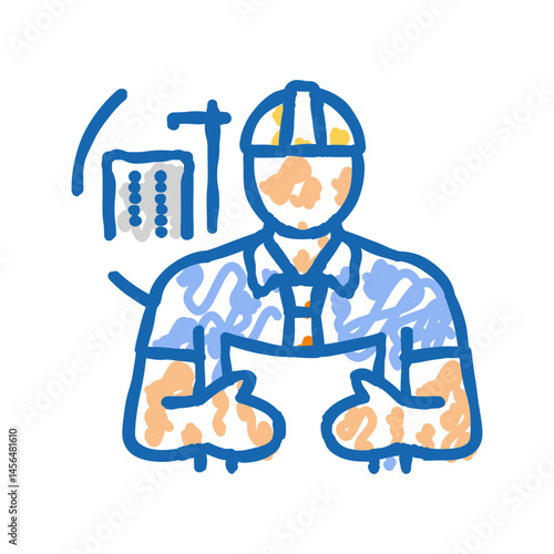 building superintendent repair worker icon doodle illustration