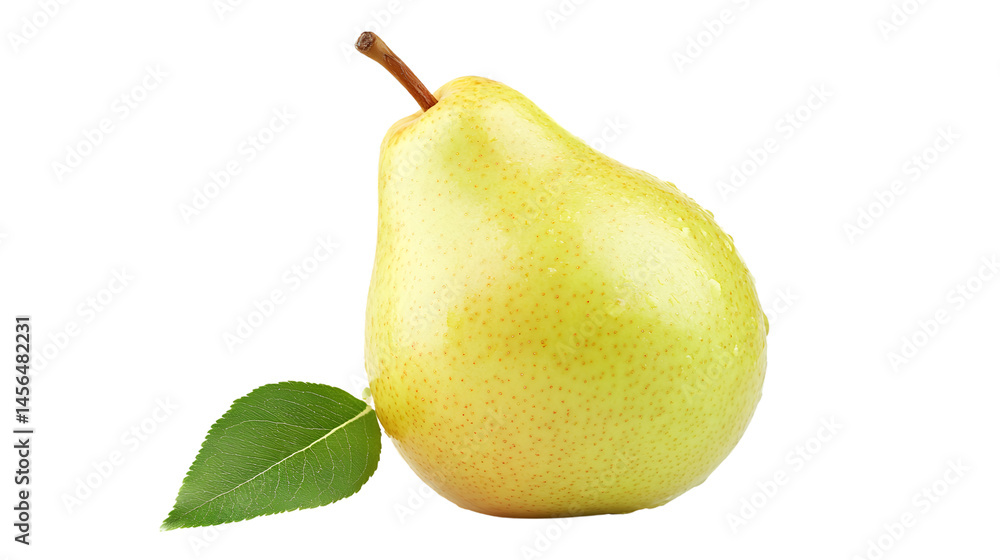 Fresh Green Pear with Leaf Isolated on White Background for Food Photography Fresh Green Pear with Leaf Isolated on White Background for Food Photography