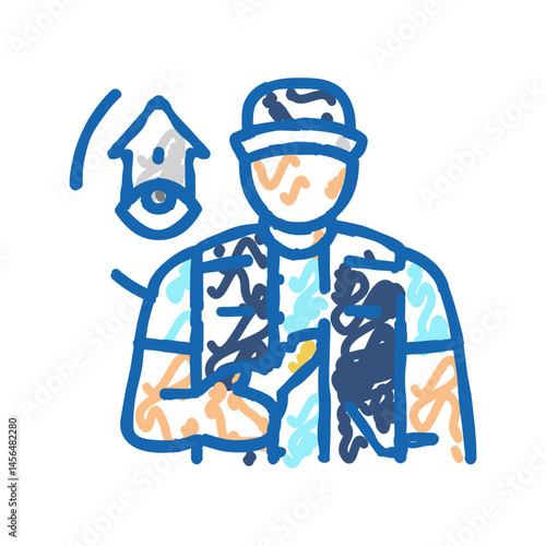 property caretaker repair worker icon doodle illustration