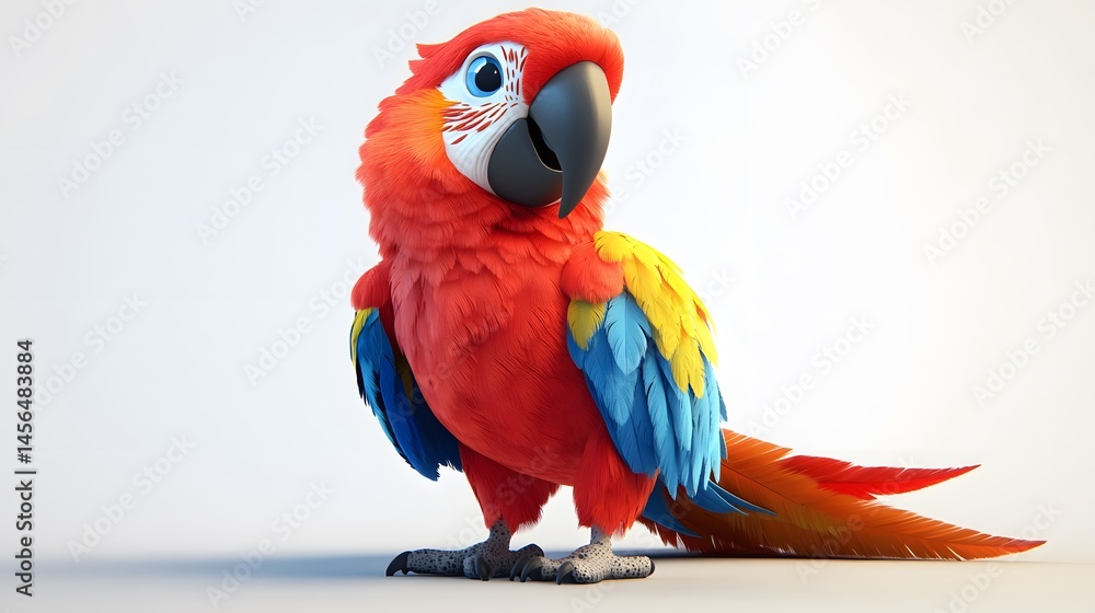 Naklejka premium Playful digital illustration of a scarlet macaw.