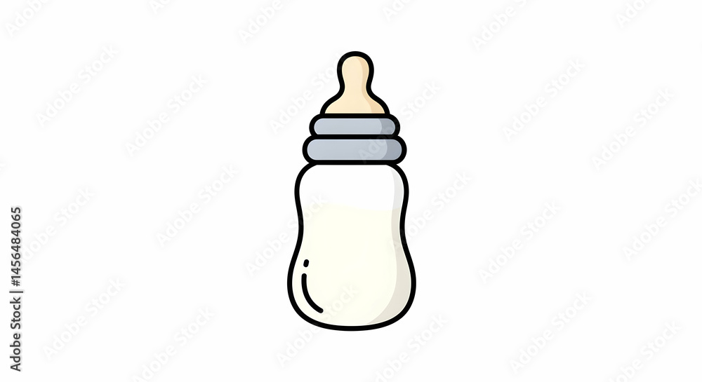 Baby Bottle Filled with Milk on White Background Baby Bottle Filled with Milk on White Background
