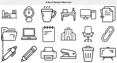 Line drawing shows various office objects and equipment clearly