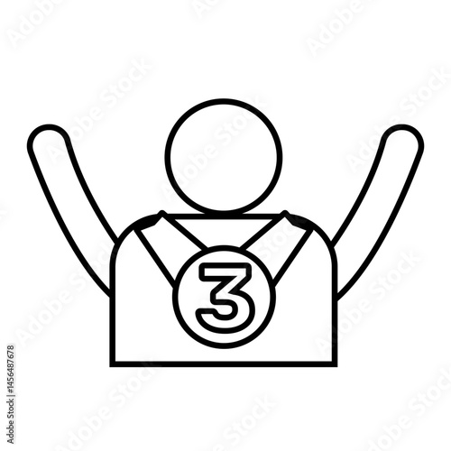 Icon man rejoices with a medal for 3rd place on a white background vector
Vector icon