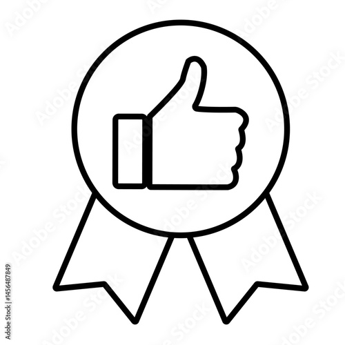 Medal icon with thumb up on white background vector
Vector icon