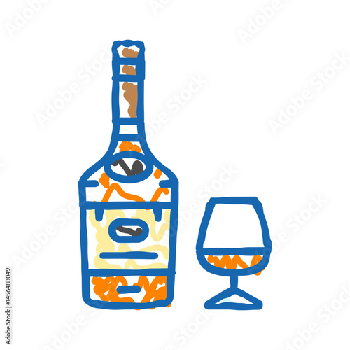 brandy drink bottle icon doodle illustration