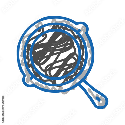 cast iron skillet kitchen cookware icon doodle illustration