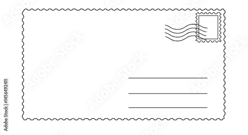Mail frame on transparent background. Blank postcard for sending messages