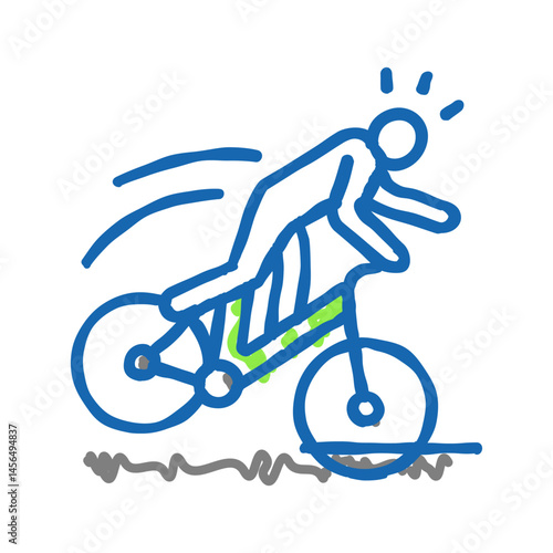 fall bike man accident icon doodle illustration