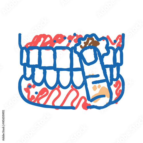snus nicotine mouth icon doodle illustration