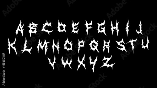 Dark Lettering vector font type and grunge style Gothic, spiky print designs Y2k Ghotic tattoo font concept for apparel print design